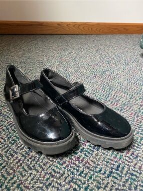 Sincerly Jules Black Patent Mary Jane Shoes with Buckle